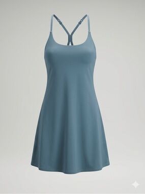 Athletic Tennis Dress with Built-In Shorts | Blue-Grey | Size Small